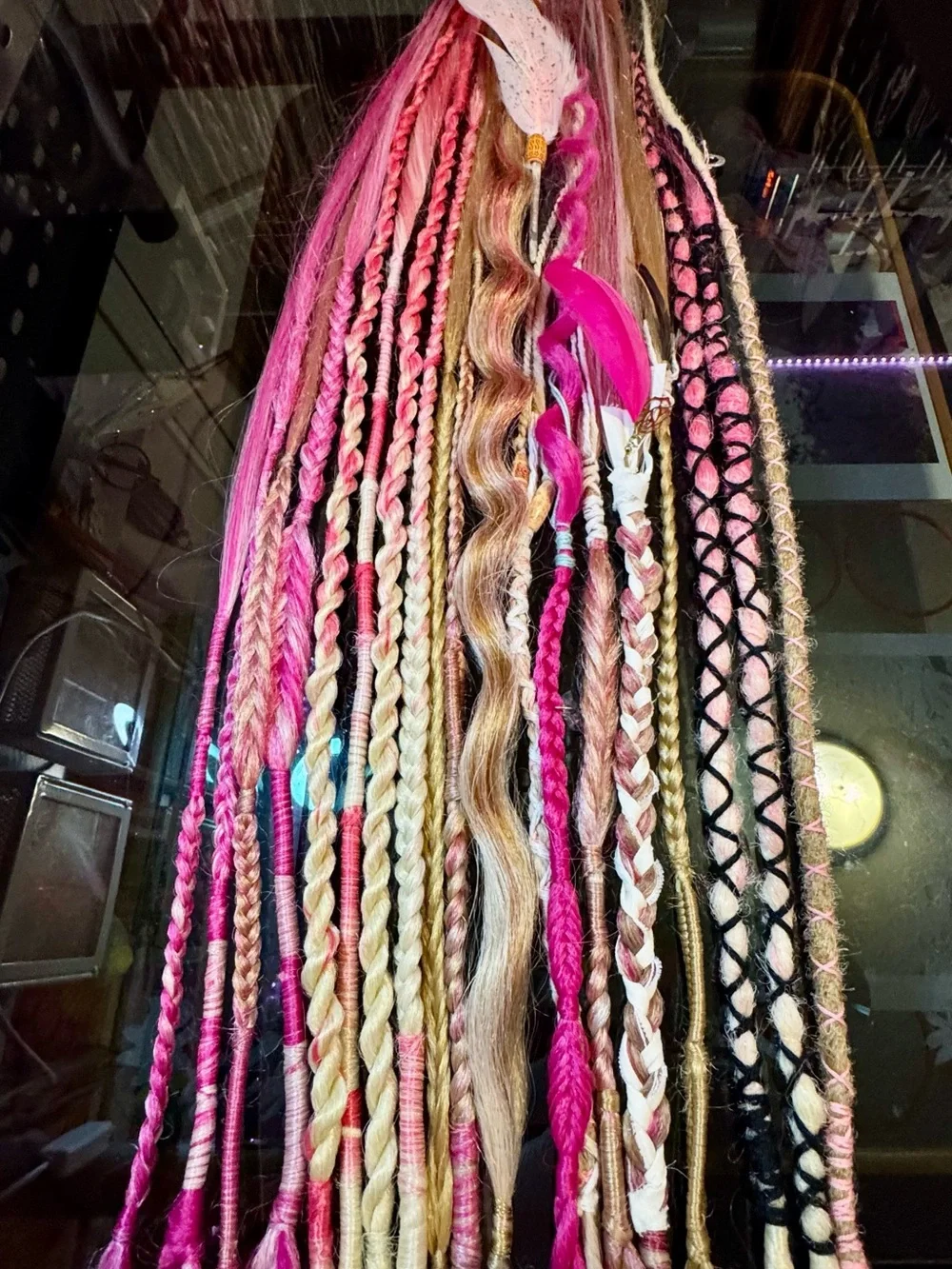 Boho, Viking Pink and Blonde Dreadlocks